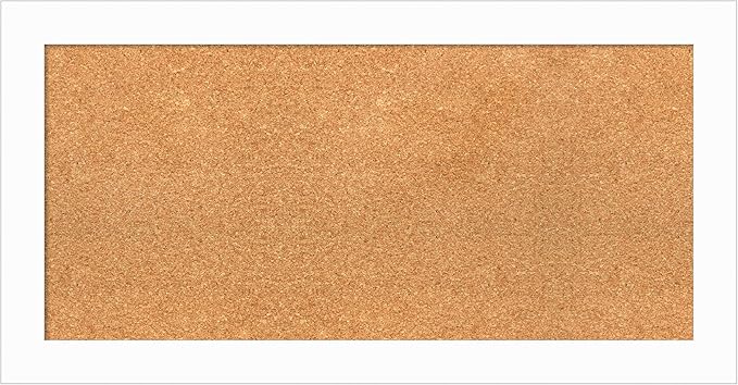 Amanti Art Natural Cork Board for Wall, 17x33 Vision Board with White Frame, Medium Corkboard Office Decor for Home Organization, Casual Corkboard Pinboard to Display Items for Home Organization in