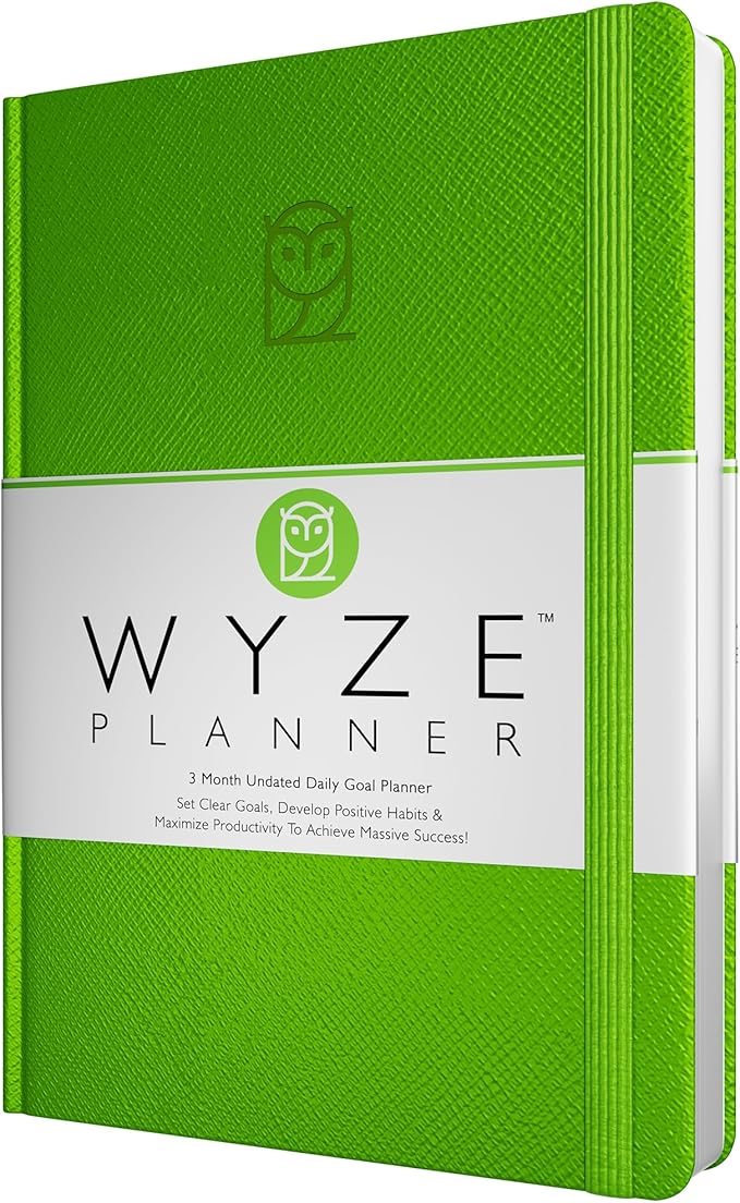 Undated Daily Planner – 3-Month A5 Productivity Organizer with Full Page Per Day, Hourly Schedule, Goal Setting, Habit Tracker, Weekly & Monthly Pages – Hardcover Time Management Notebook (Lime Green)