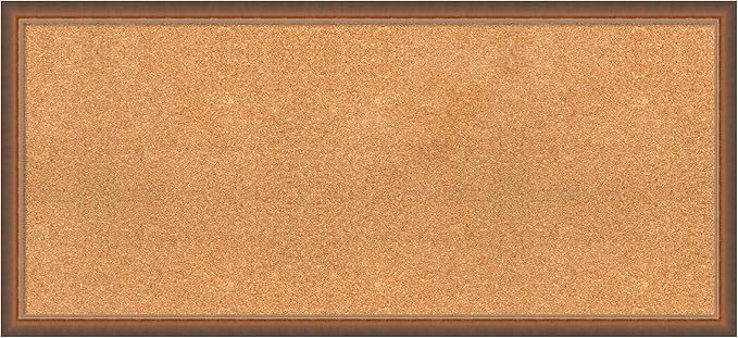 Amanti Art Natural Cork Board for Wall, 20x44 Vision Board with Bronze Frame, Oversize Corkboard Office Decor for Home Organization, Modern Corkboard Pinboard to Display Items for Home Organization