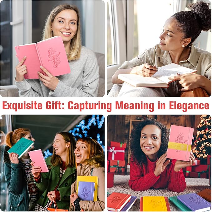 Lined Notebook Journal for Women, 312 Numbered Pages Large A4 Thick Leather Journals for Writing, Daily Notebooks for Work Travel, Hardcover College Ruled Notebook, Butterfly Aesthetic Notebook, Red