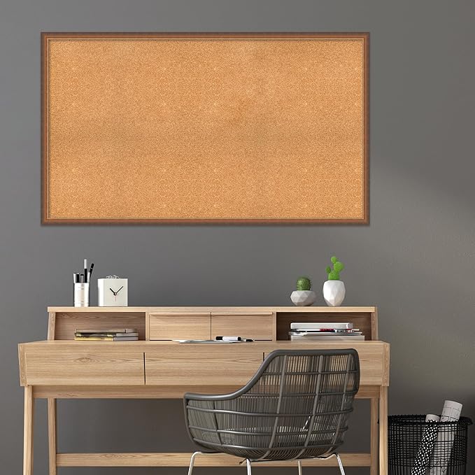 Amanti Art Natural Cork Board for Wall, 34x58 Vision Board with Bronze Frame, Oversize Corkboard Office Decor for Home Organization, Modern Corkboard Pinboard to Display Items for Home Organization