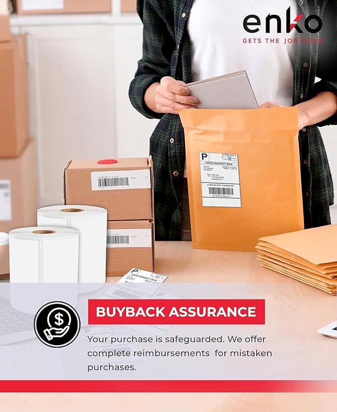 enKo Dymo 4XL Labels 4 x 6 1744907 Compatible for Dymo Labelwriter 4XL Shipping Label Thermal Printer (48 Rolls, 10,560 Labels)