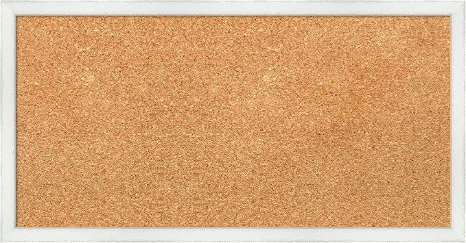 Amanti Art Natural Cork Board for Wall, 13x25 Vision Board with White Frame, Small Corkboard Office Decor for Home Organization, Country Rustic Corkboard Pinboard to Display Items for Home