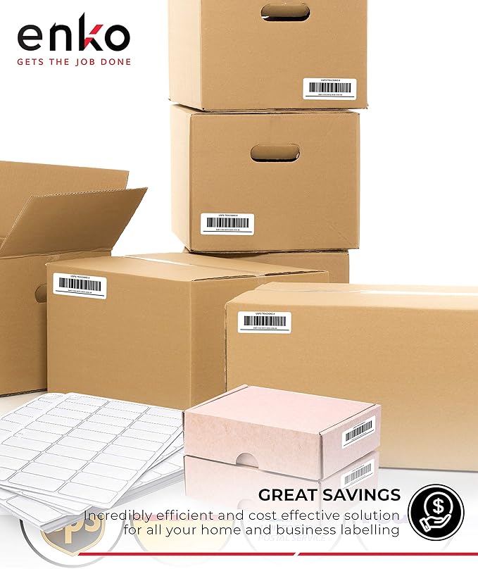 enKo 3-1/2 x 5 Inch Label - White Blank - 4 Up Per Sheet Shipping Address Mailing Labels for Laser Inkjet Printer (100 Sheets, 400 Labels)