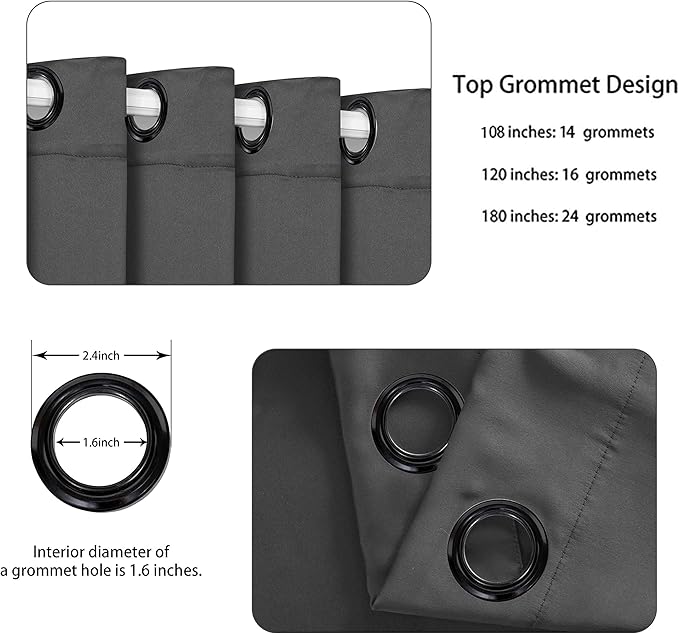 BONZER Room Divider Curtain Total Privacy Wall Grommet Thermal Insulated Wide Blackout Curtains for Bedroom Living Room, 96L x 108W Inch (8L x 9W ft), 1 Panel, Dark Grey