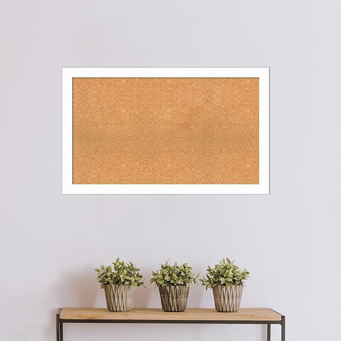 Amanti Art Natural Cork Board for Wall, 25x41 Vision Board with White Frame, Large Corkboard Office Decor for Home Organization, Casual Corkboard Pinboard to Display Items for Home Organization in