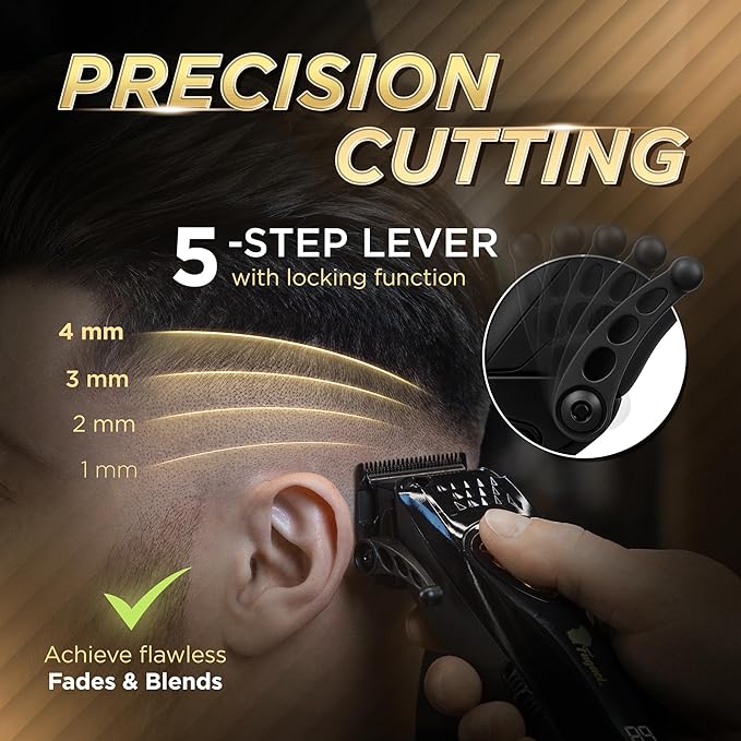 Fagaci Professional Hair Clippers for Men with DLC Blades and High Torque Vector Motor, Barber Clippers and Trimmers Set Zero Gap, 12000 RPM Hair Cutting Kit, Mens Haircut Cordless Clipper for Barber