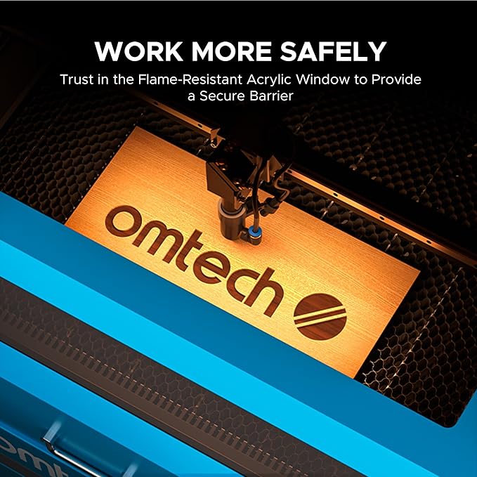 OMTech 90W CO2 Laser Engraver, 28"x20" Cutting & Engraving Machine with Air Assist, 4-Way Pass, Caster Wheels, RDWorks, for Wood, Glass, Acrylic, Leather, Cardboard