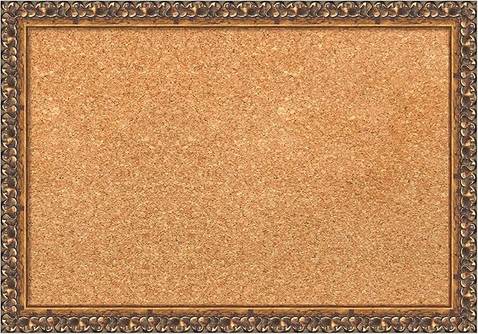 Amanti Art Natural Cork Board for Wall, 14x20 Vision Board with Bronze Frame, Small Corkboard Office Decor for Home Organization, Traditional Corkboard Pinboard to Display Items for Home Organization