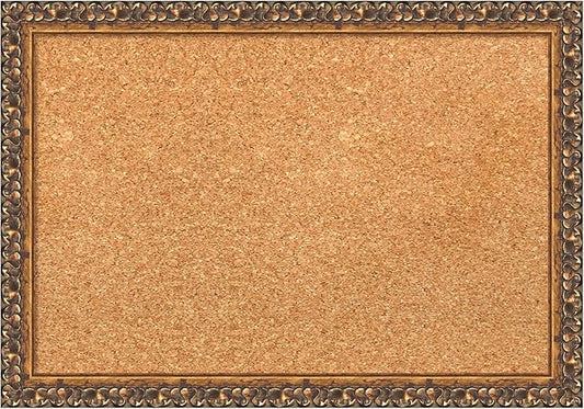 Amanti Art Natural Cork Board for Wall, 14x20 Vision Board with Bronze Frame, Small Corkboard Office Decor for Home Organization, Traditional Corkboard Pinboard to Display Items for Home Organization