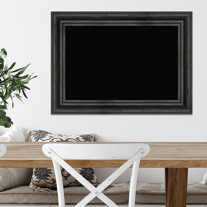 Amanti Art Black Cork Board for Wall, 21x29 Vision Board with Black Wood Frame, Medium Corkboard Office Decor for Home Organization, Country Rustic Corkboard Pinboard to Display Items for Home