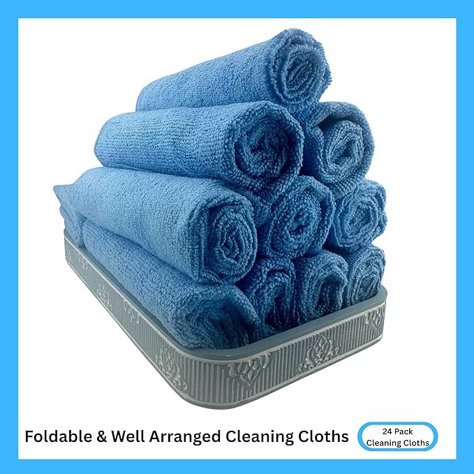 Microfiber Cleaning Cloth for Kitchen & households, Towels for Cars. (300gsm) (Pack of 24 Blue)