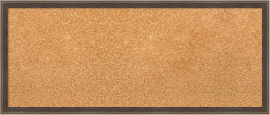 Amanti Art Natural Cork Board for Wall, 13x31 Vision Board with Brown Wood Frame, Medium Corkboard Office Decor for Home Organization, Modern Contemporary Corkboard Pinboard to display items for home