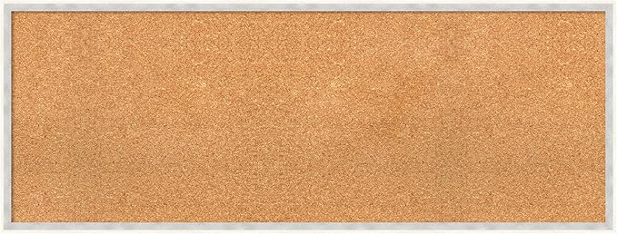 Amanti Art Natural Cork Board for Wall, 17x45 Vision Board with White Frame, Oversize Corkboard Office Decor for Home Organization, Modern Corkboard Pinboard to Display Items for Home Organization in