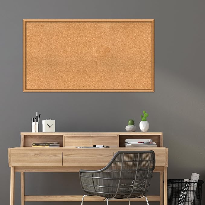 Amanti Art Natural Cork Board for Wall, 30x54 Vision Board with Bronze Frame, Oversize Corkboard Office Decor for Home Organization, Casual Corkboard Pinboard to Display Items for Home Organization