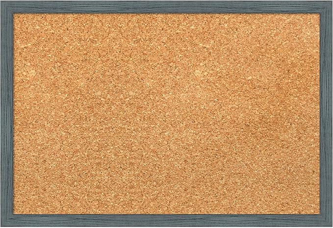 Amanti Art Natural Cork Board for Wall, 13x19 Vision Board with Blue Wood Frame, Small Corkboard Office Decor for Home Organization, Country Rustic Corkboard Pinboard to Display Items for Home