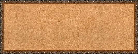 Amanti Art Natural Cork Board for Wall, 18x46 Vision Board with Bronze Frame, Oversize Corkboard Office Decor for Home Organization, Traditional Corkboard Pinboard to Display Items for Home