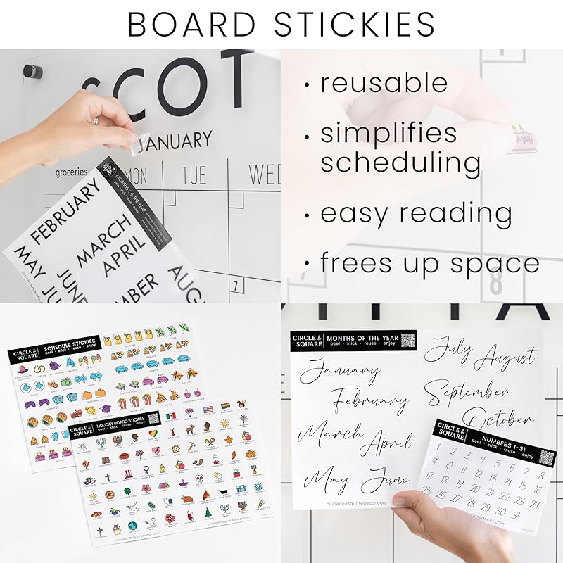 Personalized Clear Acrylic Calendar for Wall, Calendar Whiteboard for Wall, Dry Erase Wall Calendar, Wall Calendar Organizer System for Home (Cursive, Blush, 14"W x 11"H)