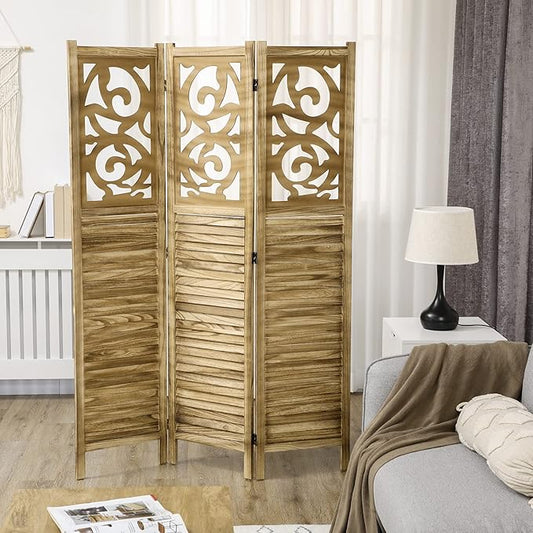 NicBex Room Divider 3 Panel Room Dividers with Floral Design Partition Room Dividers and Folding Privacy Screens 5.5 FT Wall Divider for Home, Office, Room Separation,47.25"W x 0.75"D x 67"H, Brown