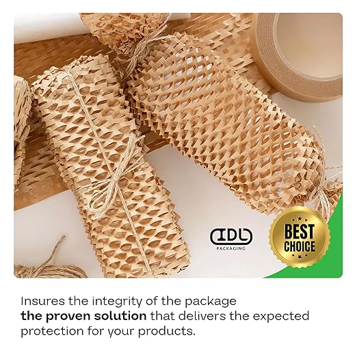 IDL Packaging 15.25" x 22" Honeycomb Kraft Packing Paper Sheets (Pack of 500), Brown – USA-Made Eco-Friendly Bubble Wrap Alternative for Shipping, Moving, Storage - Innovative Interlocking Slit Design