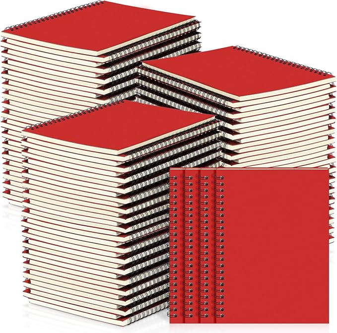 Yahenda Spiral Notebook Bulk A5 Journal Lined 8.3'' x 5.5'' Writing Composition Paper Small Notepad Subject Notebook for Students Office Business Back to School Supplies(Red,54 Pcs)