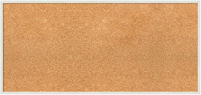 Amanti Art Natural Cork Board for Wall, 15x31 Vision Board with White Frame, Medium Corkboard Office Decor for Home Organization, Modern Corkboard Pinboard to Display Items for Home Organization in