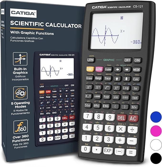 CATIGA Scientific Calculator with Graphic Functions, Multiple Modes with Intuitive Interface, Perfect for Beginner and Advanced Courses, High School or College, CS-121