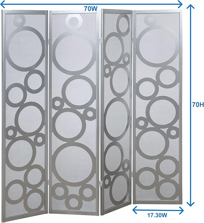 NicBex Room Divider 4 Panel Room Dividers with Circle Pattern Partition Room Dividers and Folding Privacy Screens Wall Divider for Home, Office, Room Separation,70" W x 1" D x 70" H, White