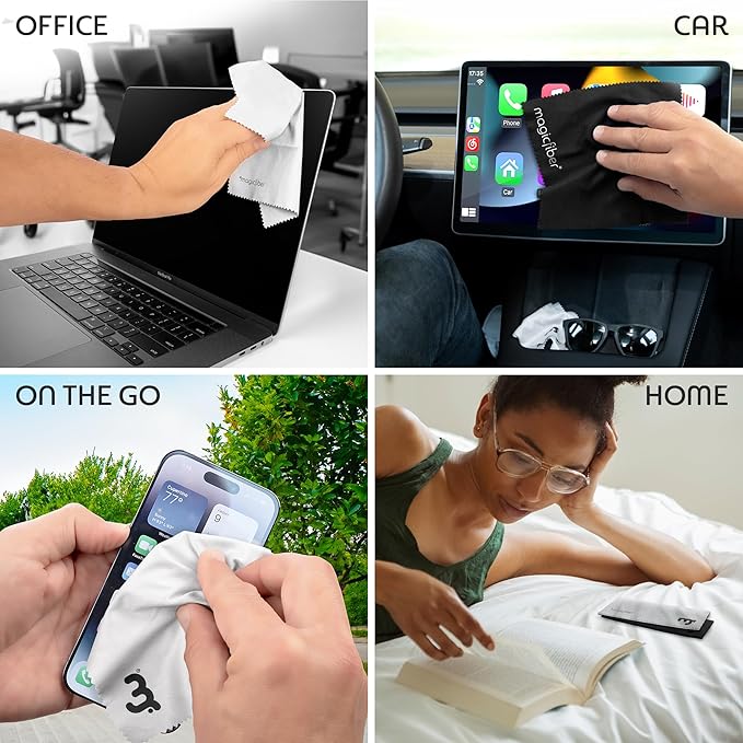 MagicFiber Microfiber Cleaning Cloths, 2 Pack - Premium Cloth for Glasses, Lens, Screens & More