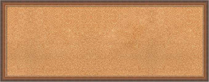 Amanti Art Natural Cork Board for Wall, 18x46 Vision Board with Bronze Frame, Oversize Corkboard Office Decor for Home Organization, Modern Corkboard Pinboard to Display Items for Home Organization