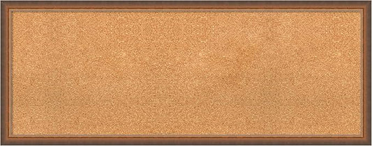 Amanti Art Natural Cork Board for Wall, 18x46 Vision Board with Bronze Frame, Oversize Corkboard Office Decor for Home Organization, Modern Corkboard Pinboard to Display Items for Home Organization