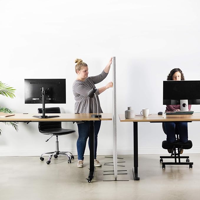 VIVO Freestanding 24 x 66 inch Privacy Panel, Cubicle Divider, Acoustic Wall Partition, Single 24 inch Panel with 2-Sided Zipper Attachment System, Gray, PP-1-T024G