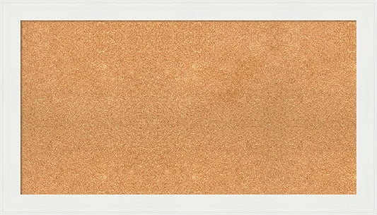Amanti Art Natural Cork Board for Wall, 21x37 Vision Board with White Frame, Large Corkboard Office Decor for Home Organization, Casual Corkboard Pinboard to Display Items for Home Organization in