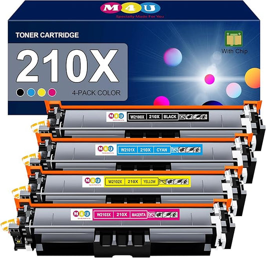 210X Toner Cartridges Set 4 Pack High Yield Replacement for 210X 210A Toner Cartridge, Fitting for Color Pro MFP 4301fdw 4301dn 4301dw, Pro 4201dw 4201dn with Upgraded Chip（Black Cyan Yellow Magenta