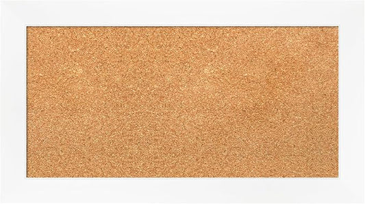 Amanti Art Natural Cork Board for Wall, 15x27 Vision Board with White Frame, Small Corkboard Office Decor for Home Organization, Modern Corkboard Pinboard to Display Items for Home Organization in