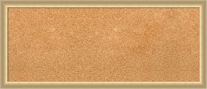 Amanti Art Natural Cork Board for Wall, 14x32 Vision Board with Gold Frame, Medium Corkboard Office Decor for Home Organization, Casual Corkboard Pinboard to display items for home organization