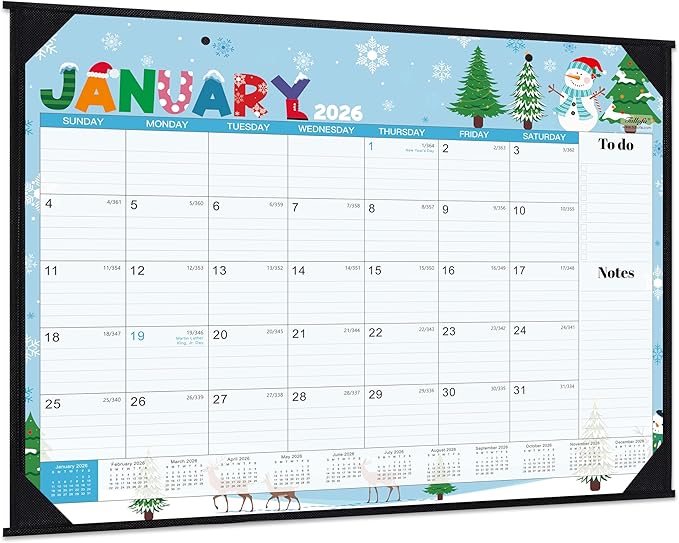 2026 Desk Calendar - Large Desk Calendar 2026, Jan.2026 - Dec.2026, 22" x 17", 2026 Calendar with Corner Protectors + Large Ruled Blocks, To-do & Notes, 12 Different Themes