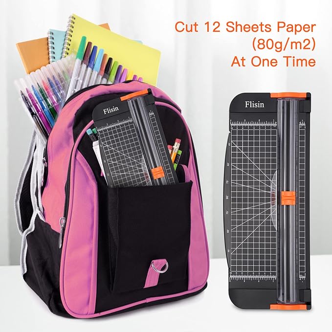 Paper Cutter,Portable Paper Slicer,12 Inch Paper Trimmer Scrapbooking Tool with Automatic Security Safeguard and Side Ruler for Craft Paper,A4 Paper,Coupon, Label and Cardstock (Black)