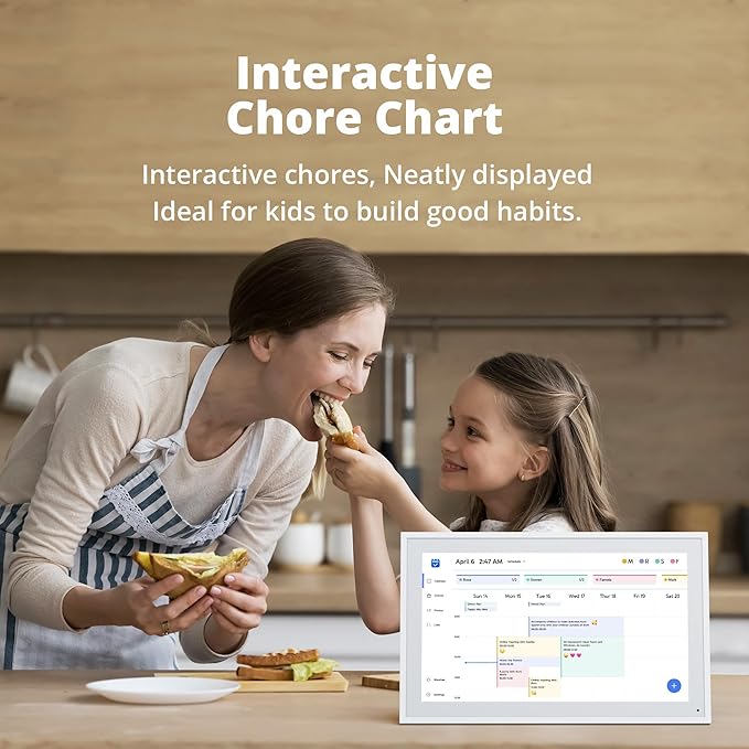 Digital Calendar 15.6" Chore Chart – 1080P Full HD Interactive Touchscreen, Smart Family Planner, Hearth Display Digital Wall & Desk Mountable for Seamless Scheduling