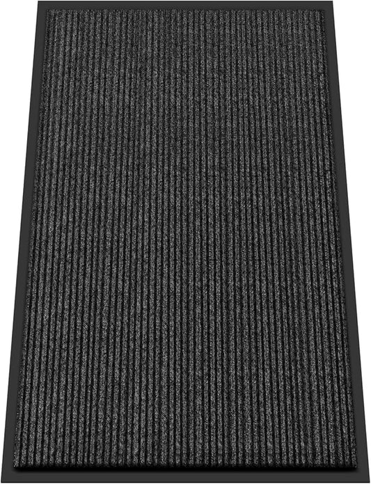 Kuyal Front Door Mat, 3'x5' Indoor Outdoor Entrance Mat, Commercial Floor Mats Inside Outside Entrance, Heavy Duty Durable Welcome, Rubber Backing Non Slip Outdoor Mats for Entryway,Black
