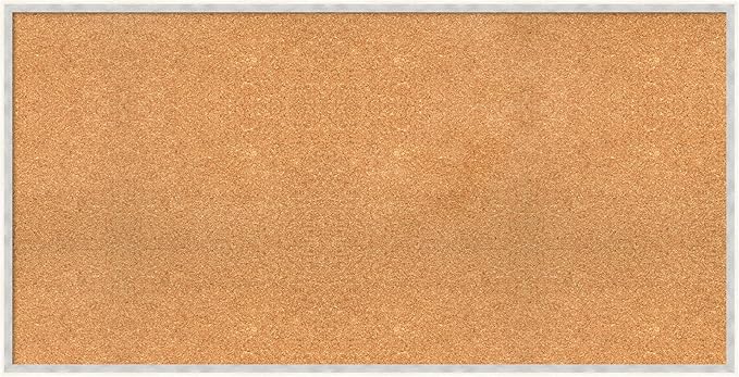 Amanti Art Natural Cork Board for Wall, 25x49 Vision Board with White Frame, Oversize Corkboard Office Decor for Home Organization, Modern Corkboard Pinboard to Display Items for Home Organization in