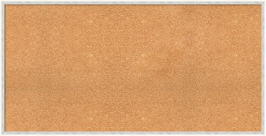 Amanti Art Natural Cork Board for Wall, 25x49 Vision Board with White Frame, Oversize Corkboard Office Decor for Home Organization, Modern Corkboard Pinboard to Display Items for Home Organization in