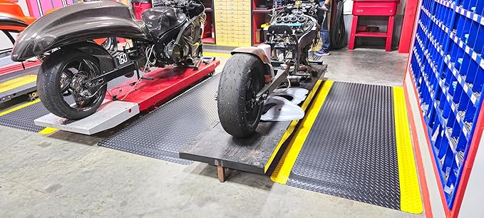 Rhino Mats, American Classic Diamond Anti-Fatigue Mats, Industrial Ergonomic Comfort Standing Mat for Work, Home, Garage, Office, Kitchen or Anywhere (Black/Yellow 1" Thick, 4 FT. x 23 FT.)