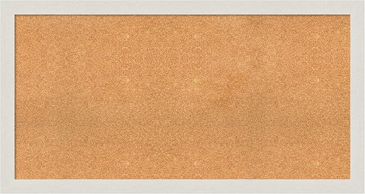 Amanti Art Natural Cork Board for Wall, 27x51 Vision Board with White Frame, Oversize Corkboard Office Decor for Home Organization, Country Rustic Corkboard Pinboard to Display Items for Home