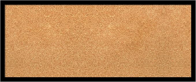 Amanti Art Natural Cork Board for Wall, 13x31 Vision Board with Black Wood Frame, Medium Corkboard Office Decor for Home Organization, Modern Contemporary Corkboard Pinboard to display items for home
