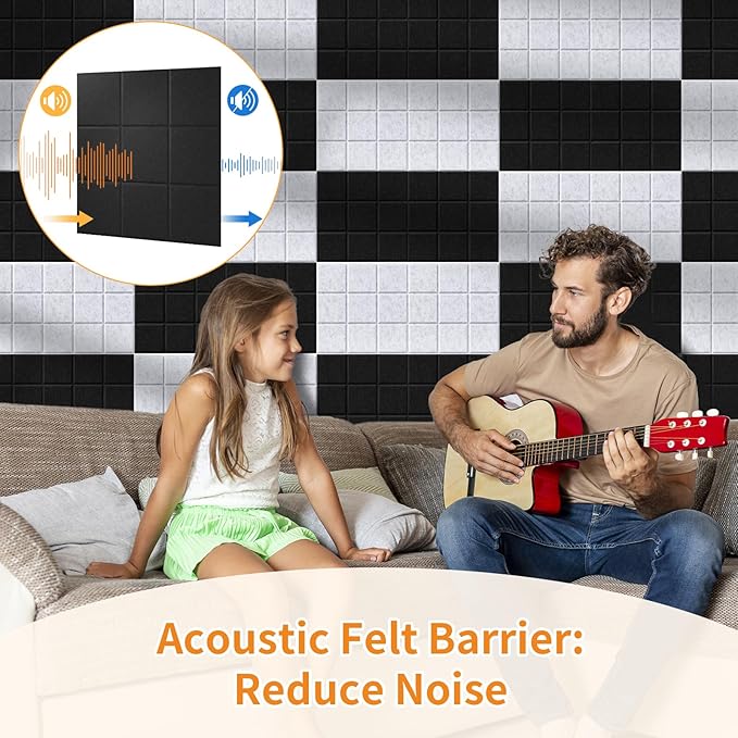 Smarpau Large Felt Cork Board, 12 Pack Black Bulletin Board for Walls 48"x36", Corkboards with Safe Removable Adhesive Tabs Pushpins, Cork Bulletin Board for Home Office