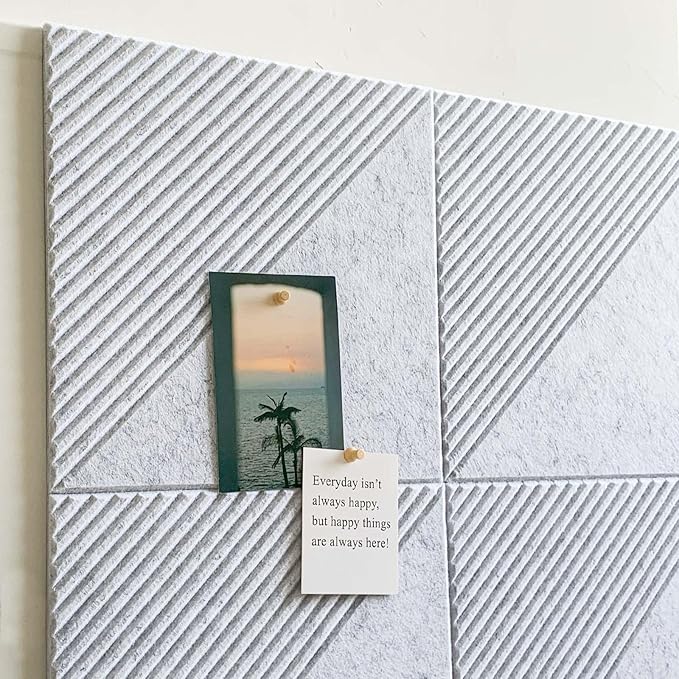 Large Cork Board for Walls 48"x 36", 12 Pack Felt Wall Tiles with Safe Removable Adhesive Tabs, Cork Board for Office,Pinboard Bulletin Board - Light Gray