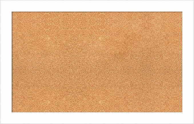 Amanti Art Natural Cork Board for Wall, 21x33 Vision Board with White Frame, Medium Corkboard Office Decor for Home Organization, Casual Corkboard Pinboard to Display Items for Home Organization in