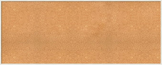 Amanti Art Natural Cork Board for Wall, 25x61 Vision Board with White Frame, Oversize Corkboard Office Decor for Home Organization, Modern Corkboard Pinboard to Display Items for Home Organization in