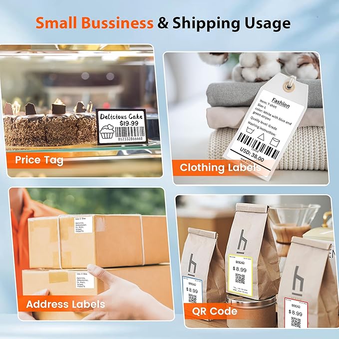 Phomemo M120 Label Maker, 2 Inch Barcode Printer, Portable Thermal Label Maker for Small Bussiness, Barcode, QR Code, Name, Address, Logo, Clothing, Office, Home, Sticker Printer for Phone/PC/Tablet